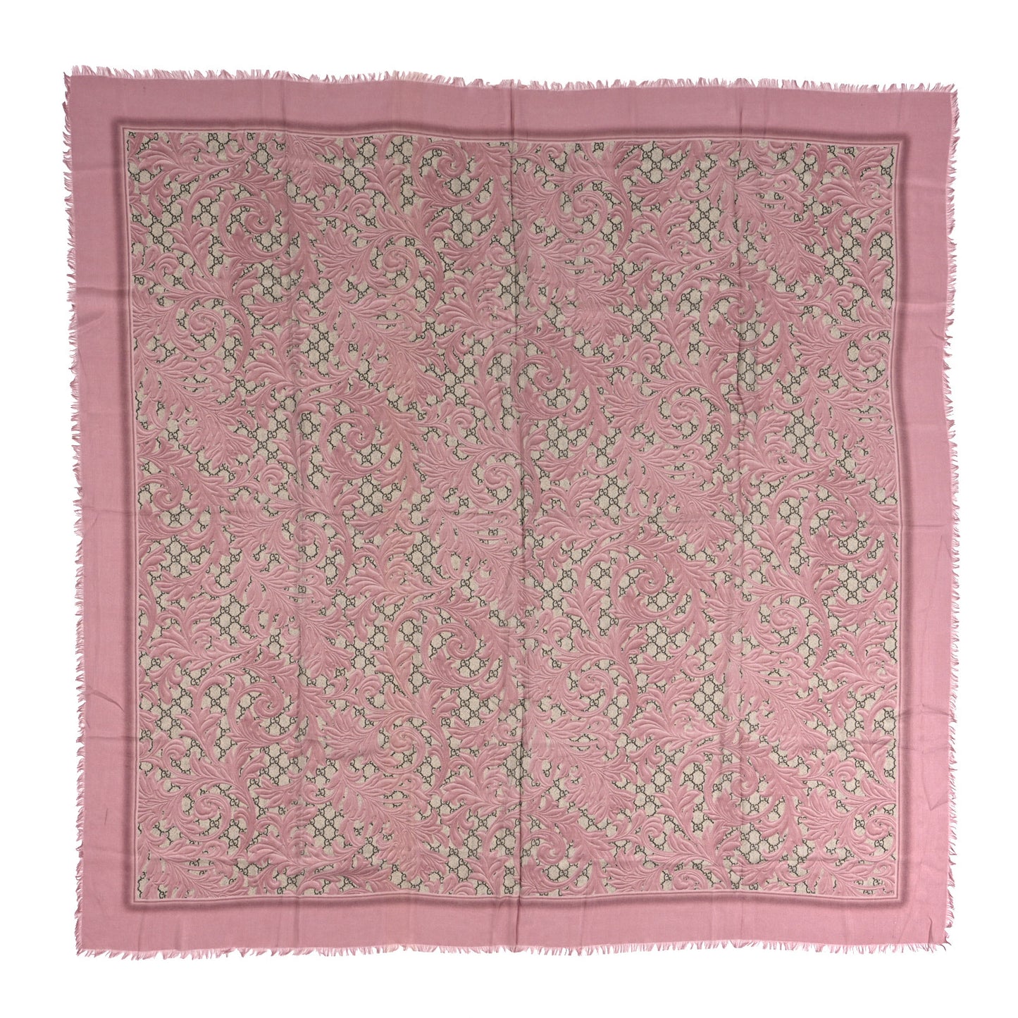 Modal Silk GG Monogram Big Arabesque Shawl Beige Pink