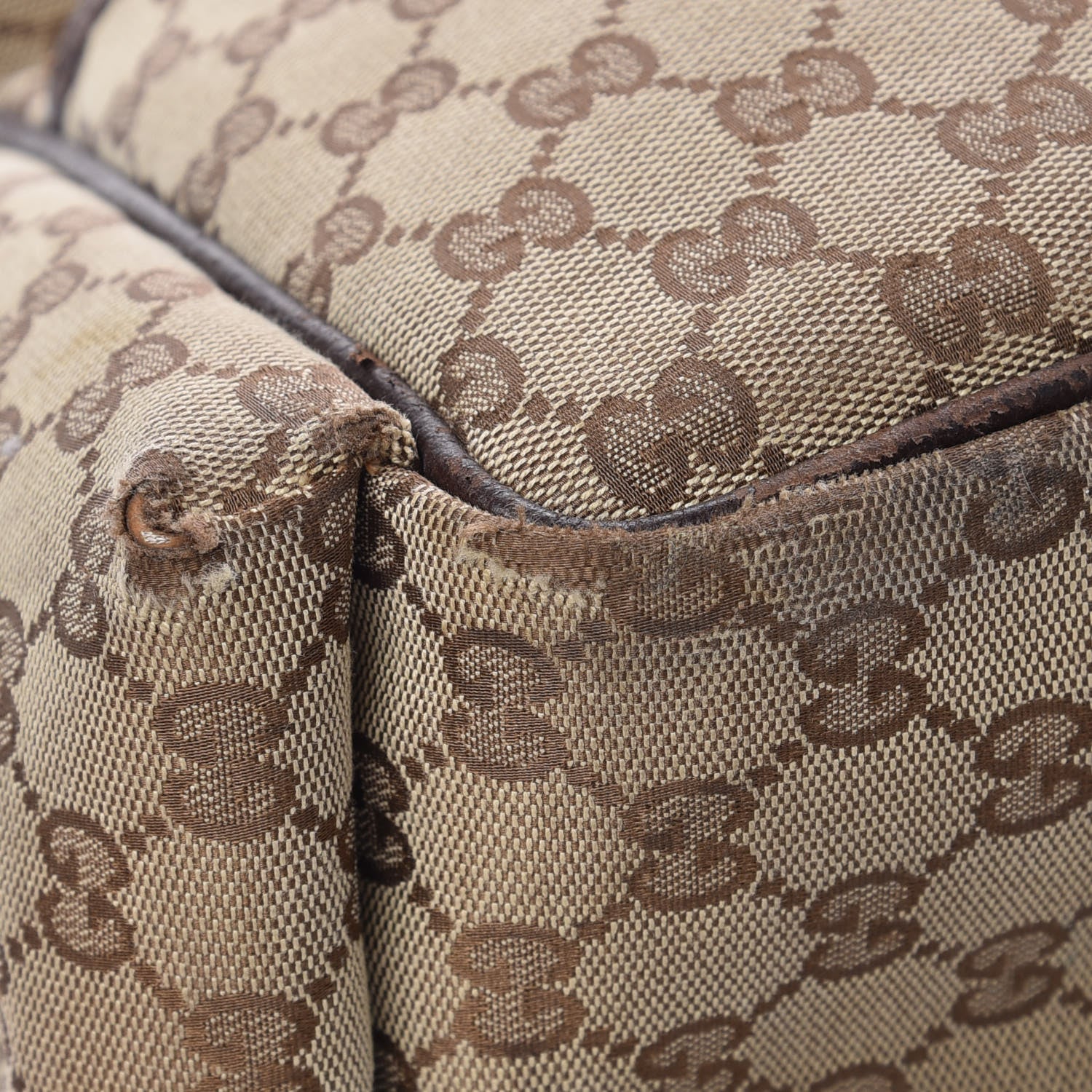 Gucci Monogram Natural Pigskin Large Diaper Bag Beige Ebony Cocoa Dark Chocolate 10 of 18