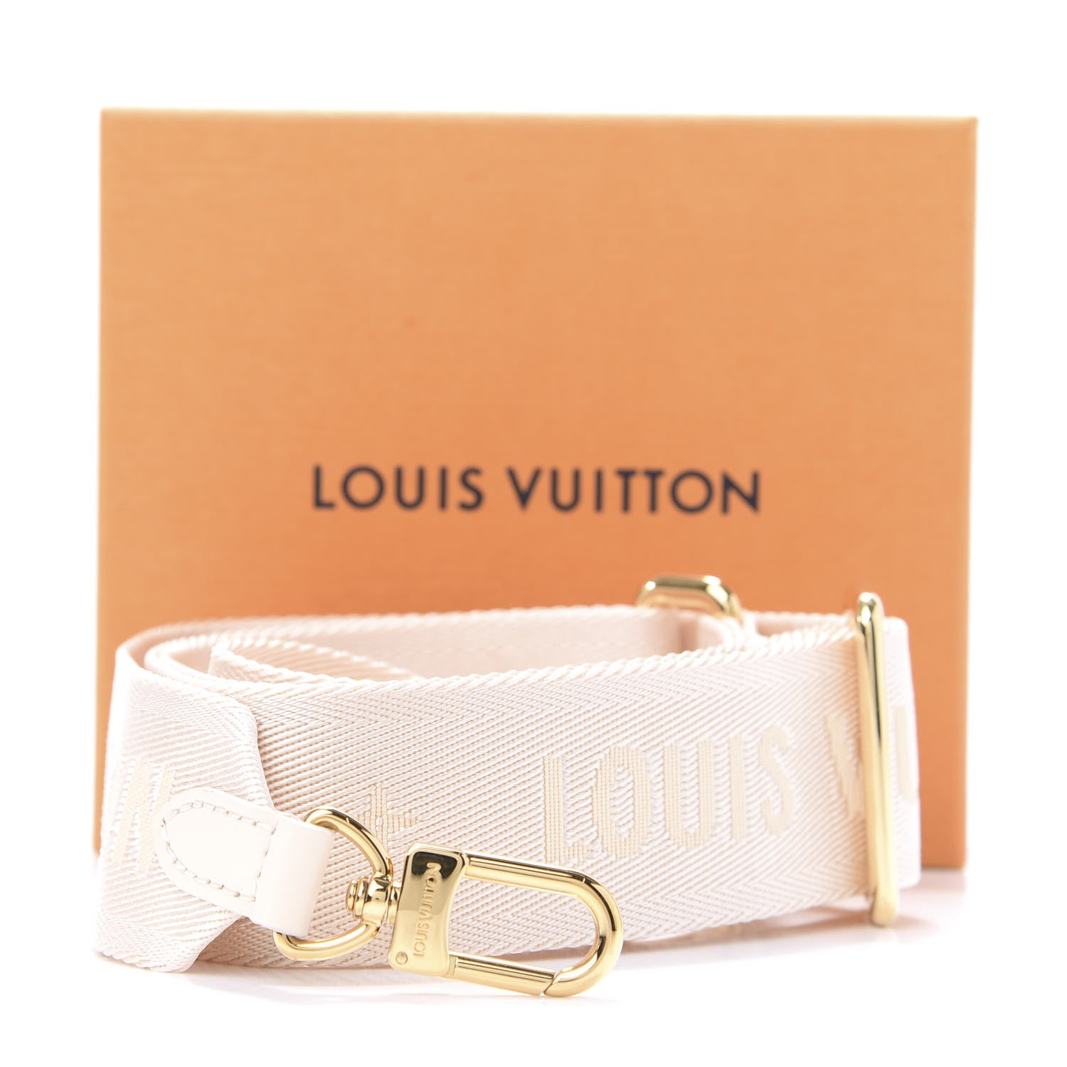 LOUIS VUITTON ストラップ ホワイト ゴールド Louis Vuitton Jacquard Monogram Shoulder Strap New Creme 608340