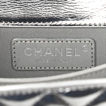 Chanel Metallic Goatskin Quilted North South Boy Flap Silver 6 of 9