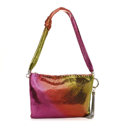 Jimmy Choo Metal Mesh Callie Tassel Shoulder Bag Berry Red Amber Rose 1 of 11