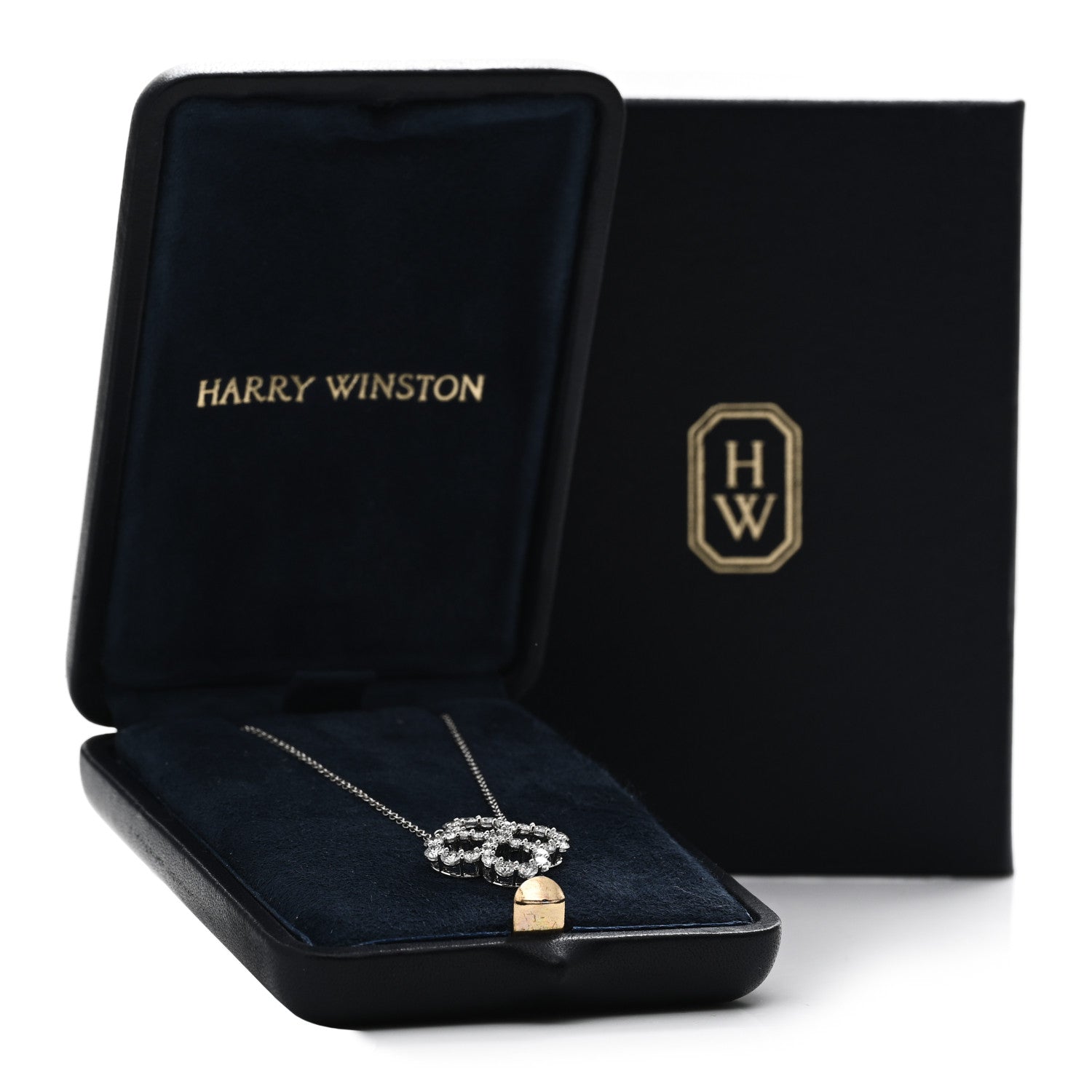 Harry Winston Platinum Diamond Loop Open Motif Pendant Necklace 6 of 6
