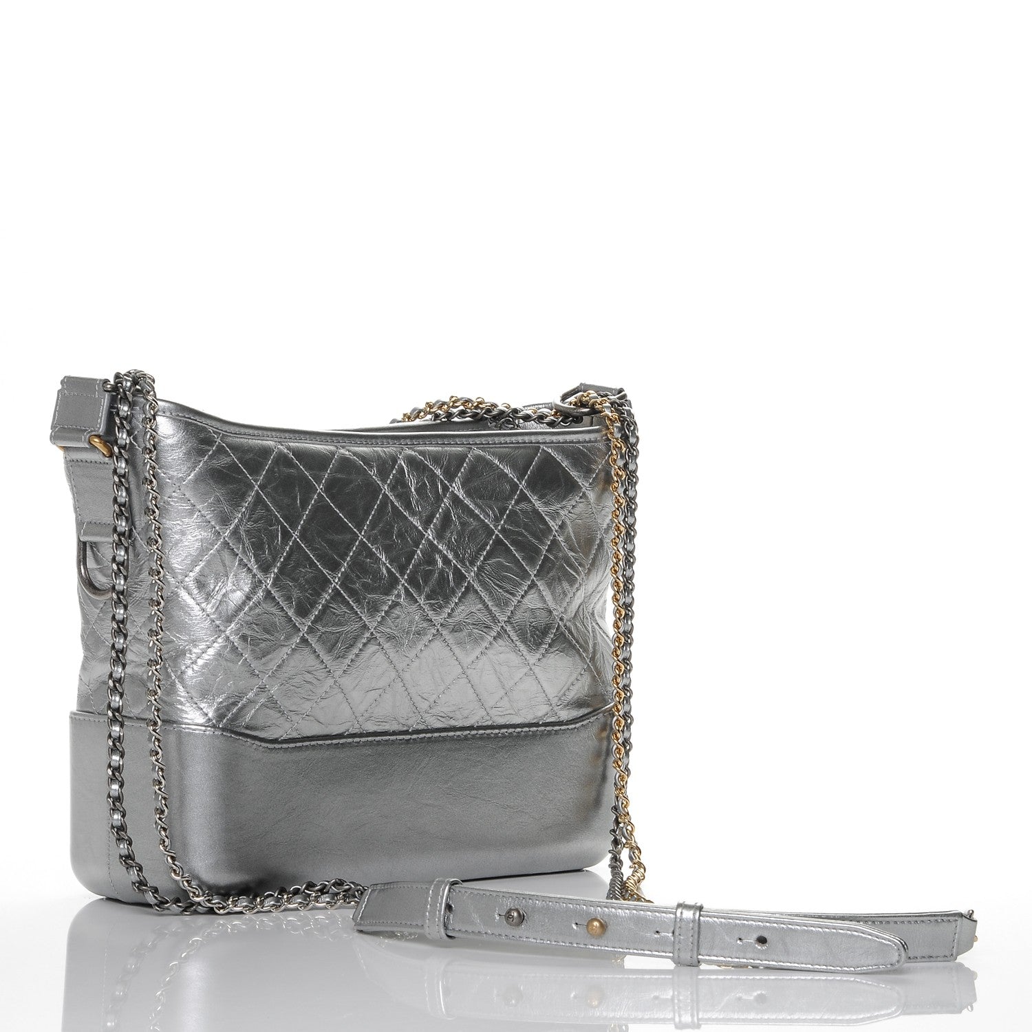 Chanel Metallic Aged Calfskin Quilted Medium Gabrielle Silver 3 of 7