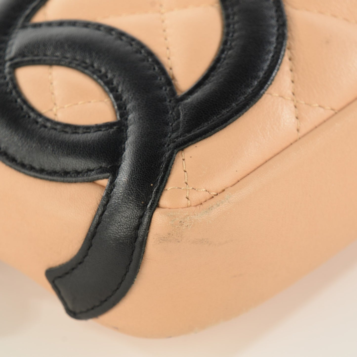 Calfskin Quilted Cambon Pochette Beige