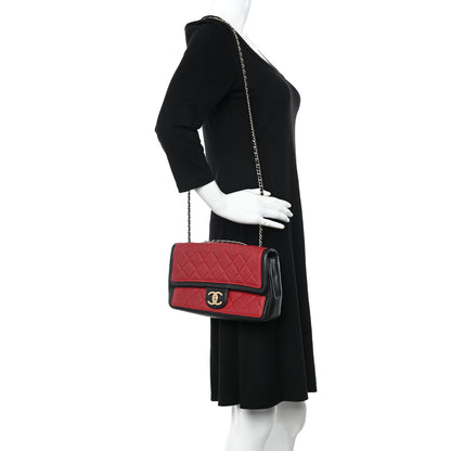 Chanel Calfskin Quilted Medium Graphic Flap Red Black 2 of 11