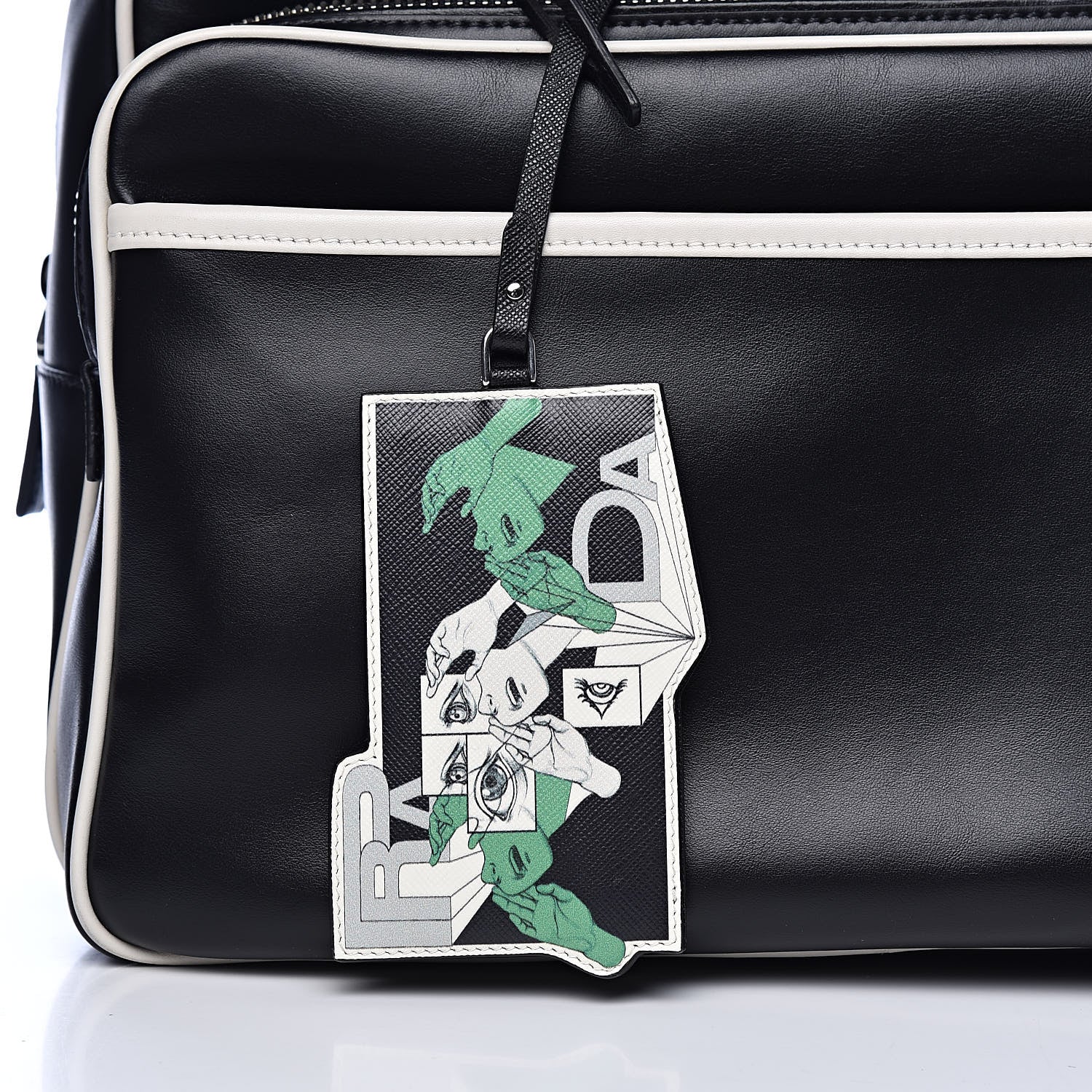 Prada X JAMES JEAN Vitello Comic Print Duffle Black Talco 11 of 11