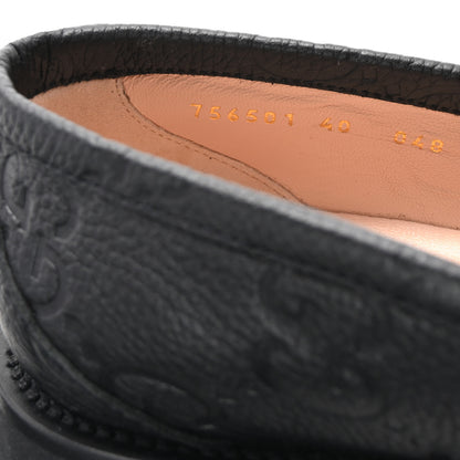 Gucci Piuma Calfskin Embossed Womens Platform Lug Sole Loafers 40 Black 9 of 10