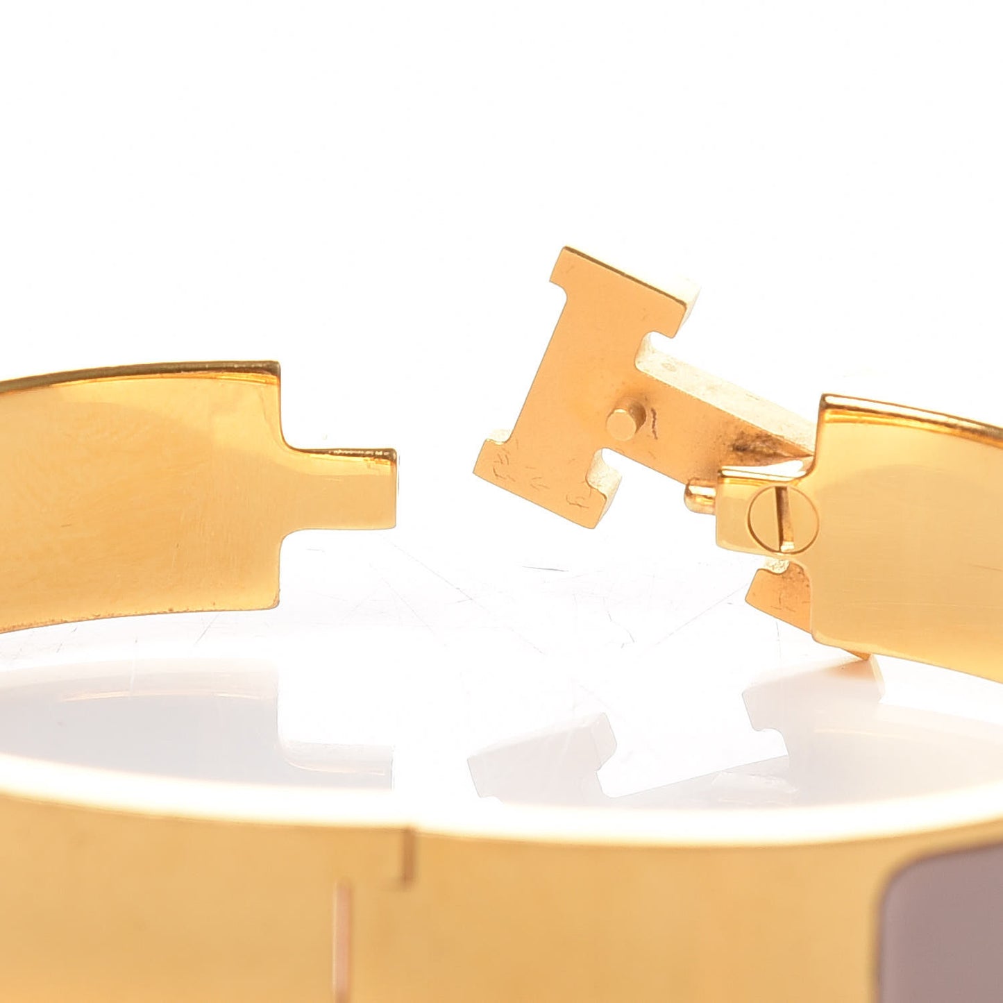Enamel Clic Clac H Narrow Bracelet PM Beige Nacre
