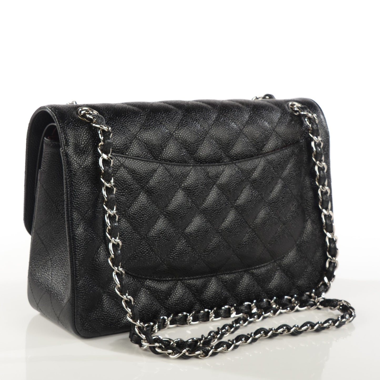 Caviar Quilted Jumbo Double Flap Black