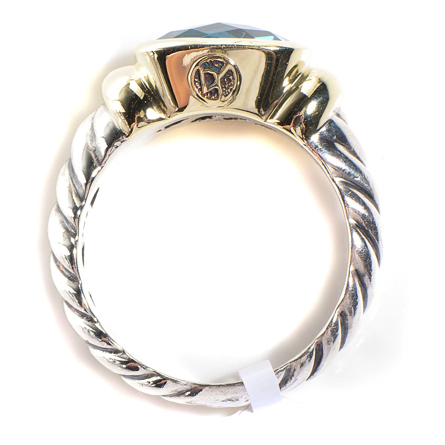 Sterling Silver 14K Yellow Gold Blue Topaz 10mm Noblesse Ring 52 6