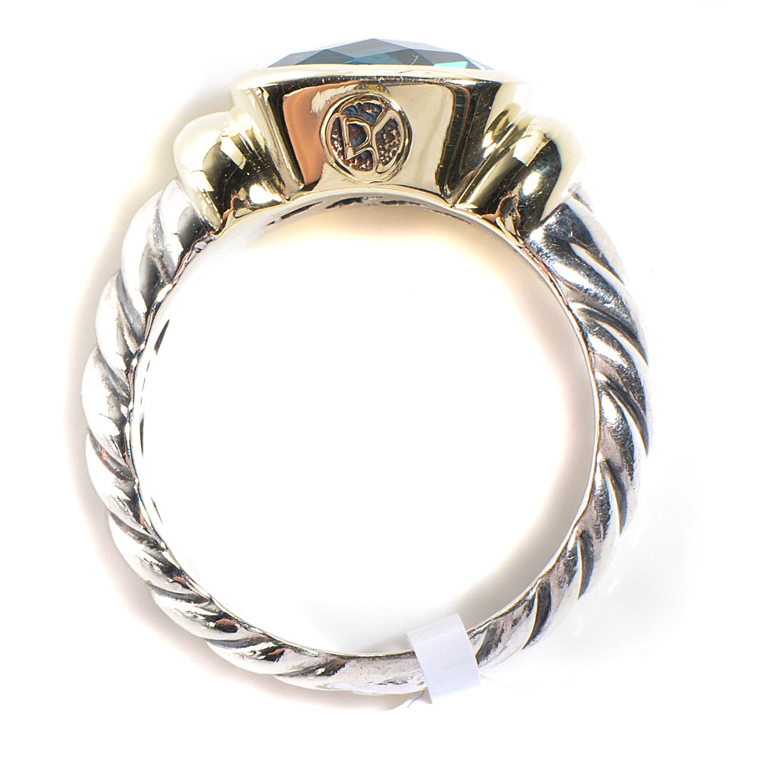 David Yurman Sterling Silver 14K Yellow Gold Blue Topaz 10mm Noblesse Ring 52 6 6 of 6