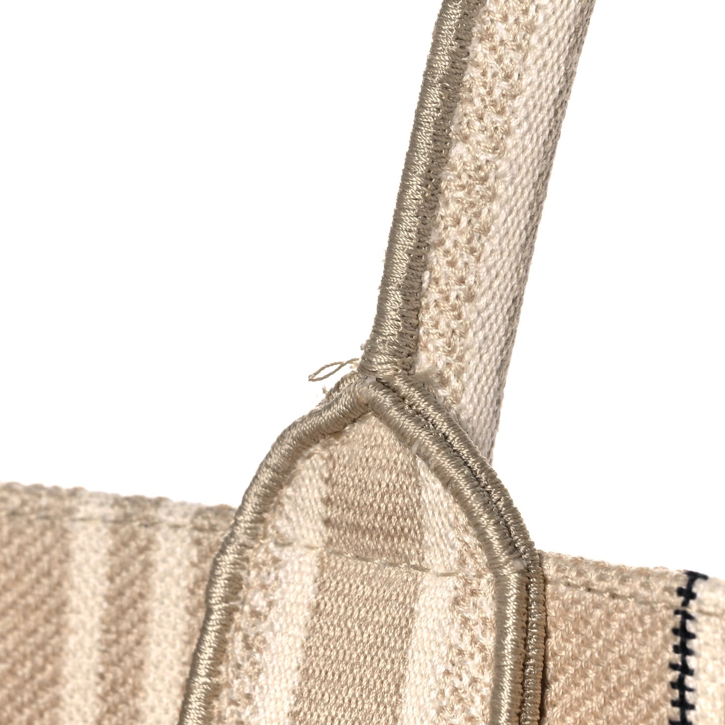Canvas Embroidered Large Stripes Book Tote Beige