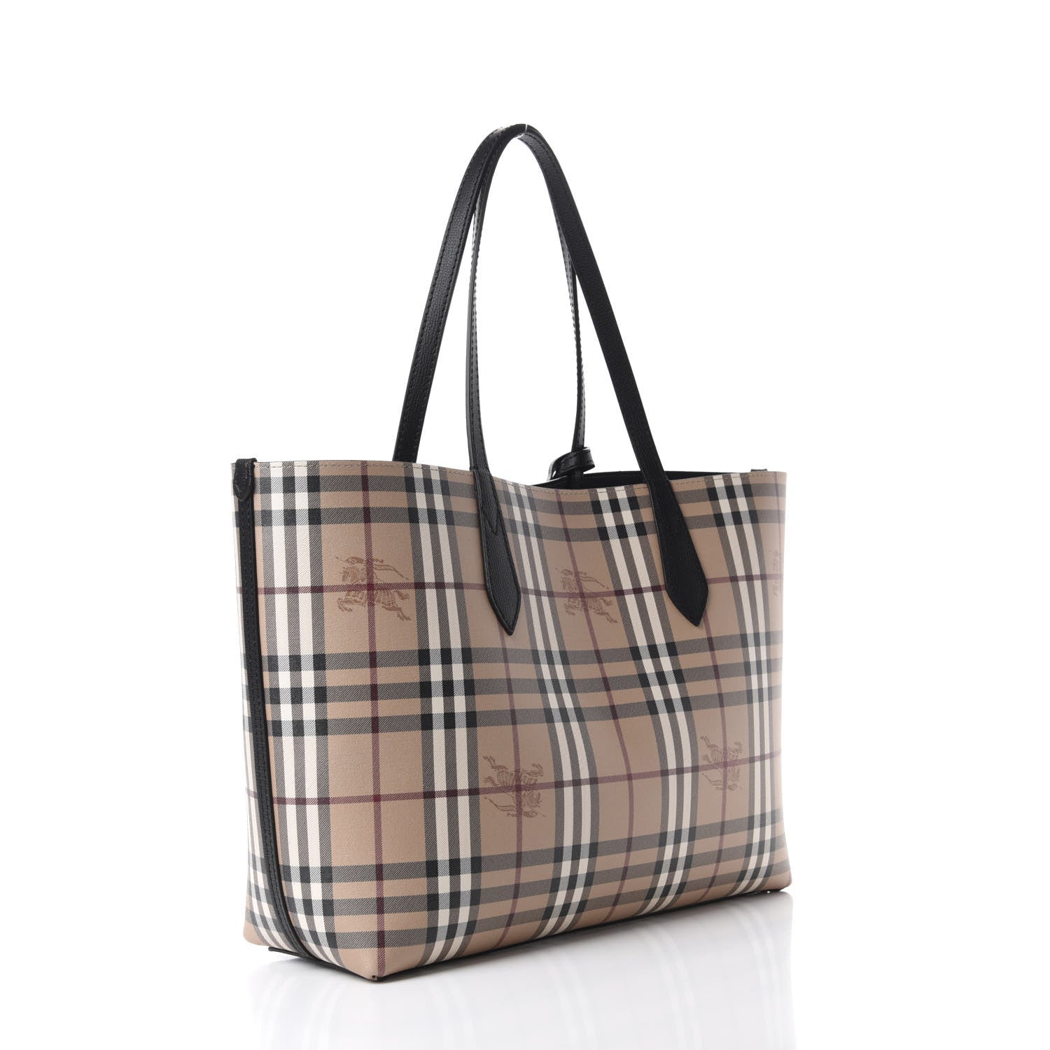 Burberry Grainy Calfskin Haymarket Check Medium Reversible Tote Black 11 of 16