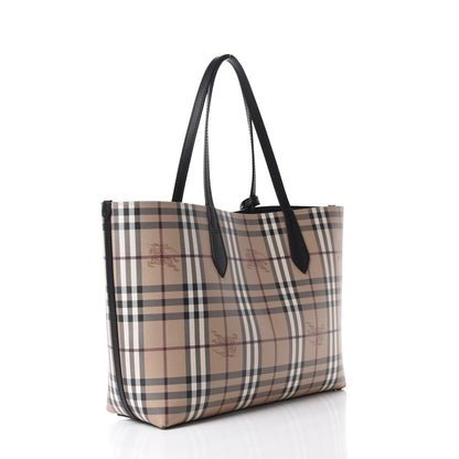 Burberry Grainy Calfskin Haymarket Check Medium Reversible Tote Black 11 of 16