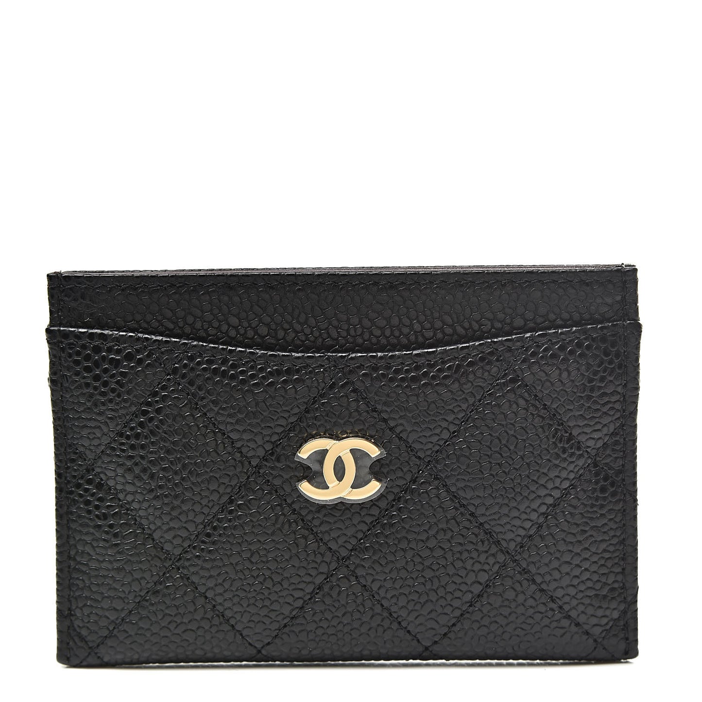 Caviar Quilted Card Holder Black
