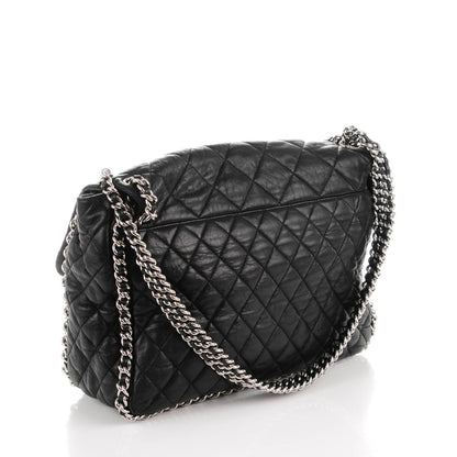 Chanel Crumpled Lambskin Quilted Maxi Chain Around Flap Black 3 of 7