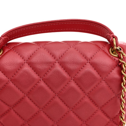 Chanel Metallic Calfskin Quilted Top Handle Flap Dark Pink 11 of 11