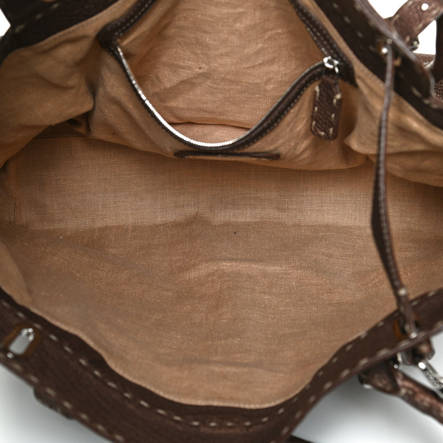 Fendi Calfskin Romano Selleria Large Villa Borghese Tote Bronze 4 of 14