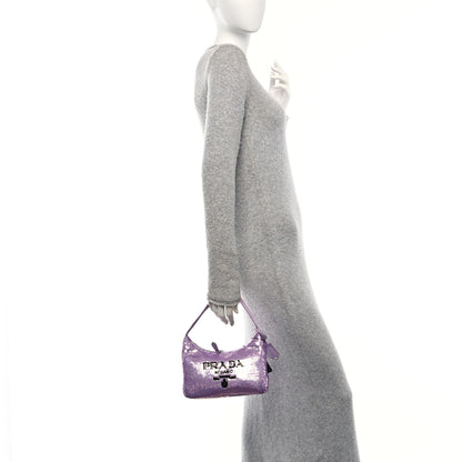 Prada Paillettes Sequin Mini Re-Edition 2000 Bag Lilium Black 2 of 9