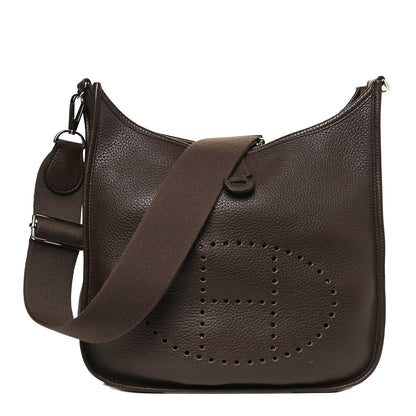 Hermes Taurillon Clemence Evelyne III PM Chocolate 2 of 16