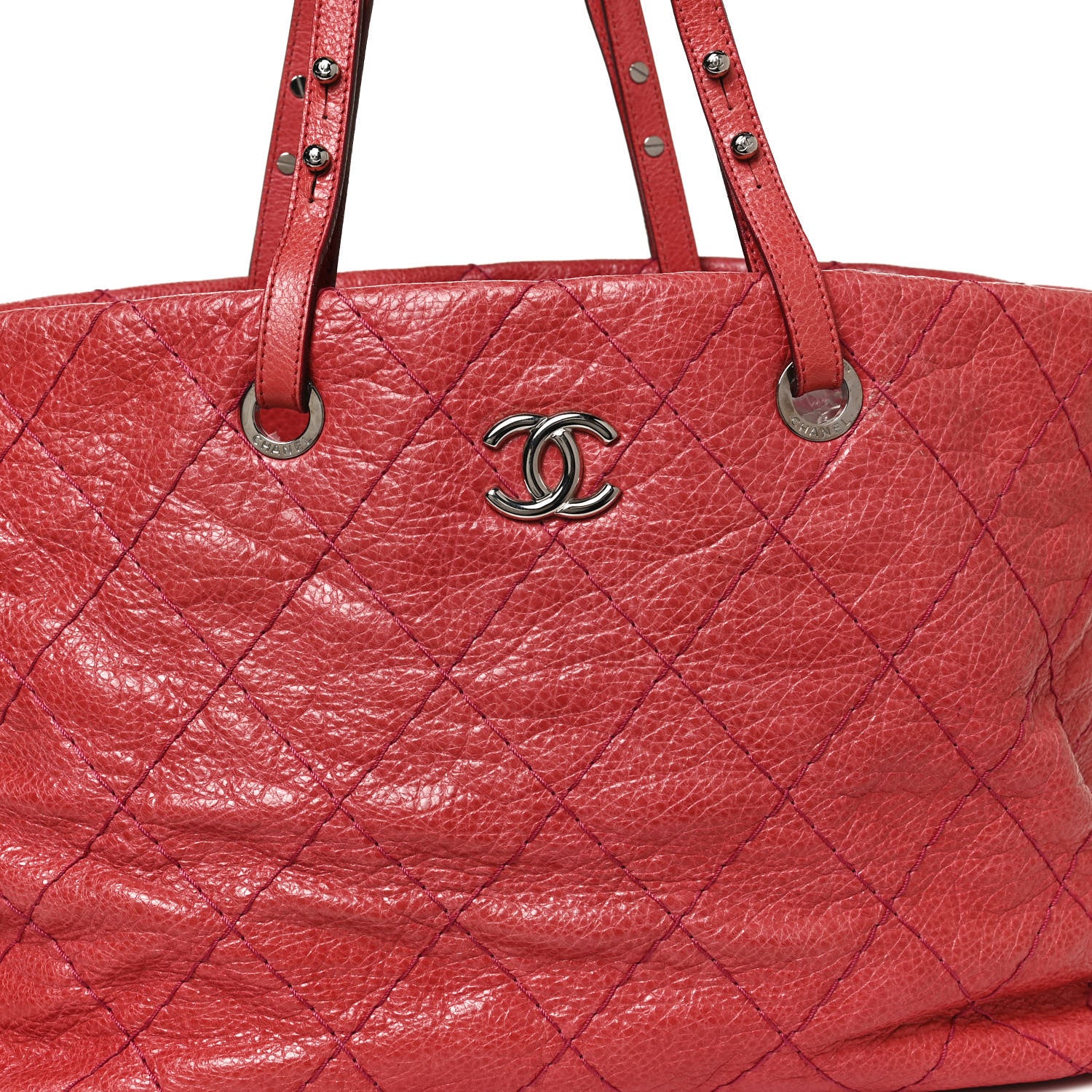 Chanel Glazed Calfskin Large On The Road Tote Red 7 of 9