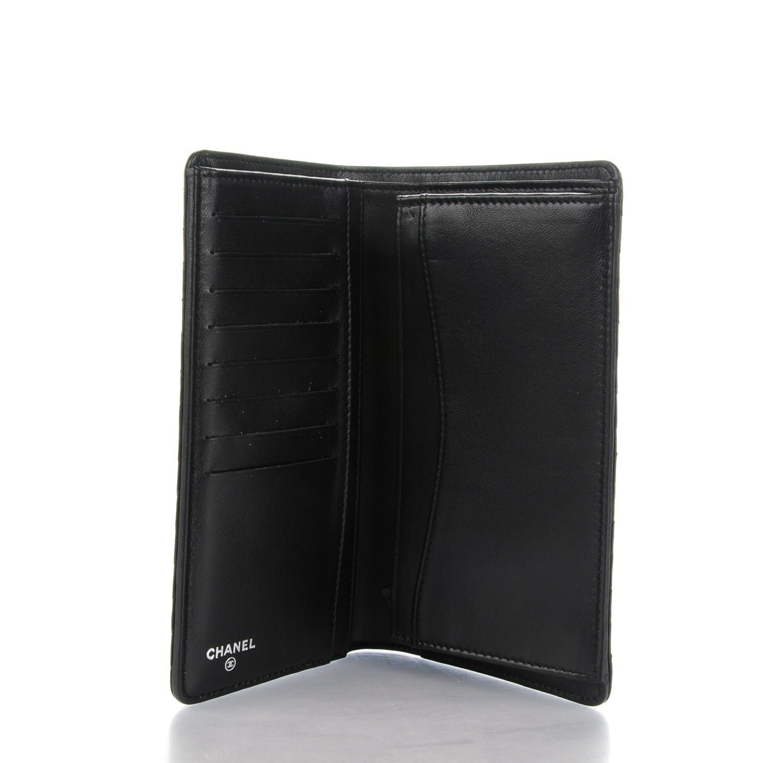 Chanel Lambskin Chevron Quilted Yen Wallet Black 5 of 8
