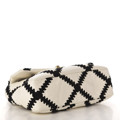 Chanel Calfskin Crochet Medium 19 Flap White Black 4 of 10