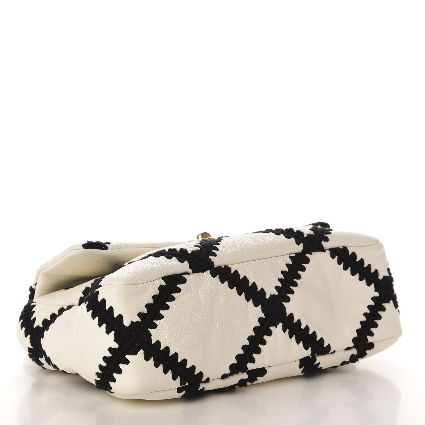 Calfskin Crochet Medium Chanel 19 Flap White Black