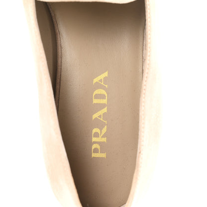 Prada Suede Calfskin Metal Triangle Logo 10mm Loafers 38.5 Corda 8 of 8