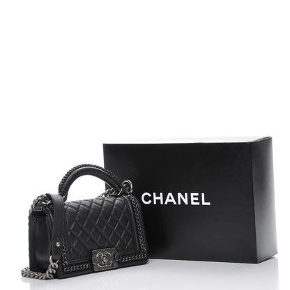Chanel Calfskin Quilted Small Boy Handle Flap Black 9 of 9