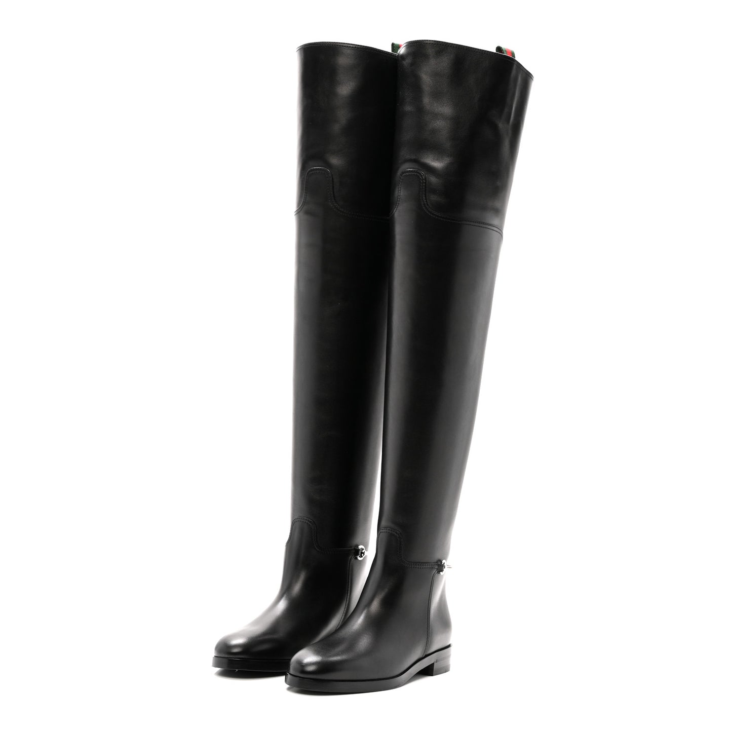 Calfskin Slim Horsebit Over The Knee High Boots 37 Black