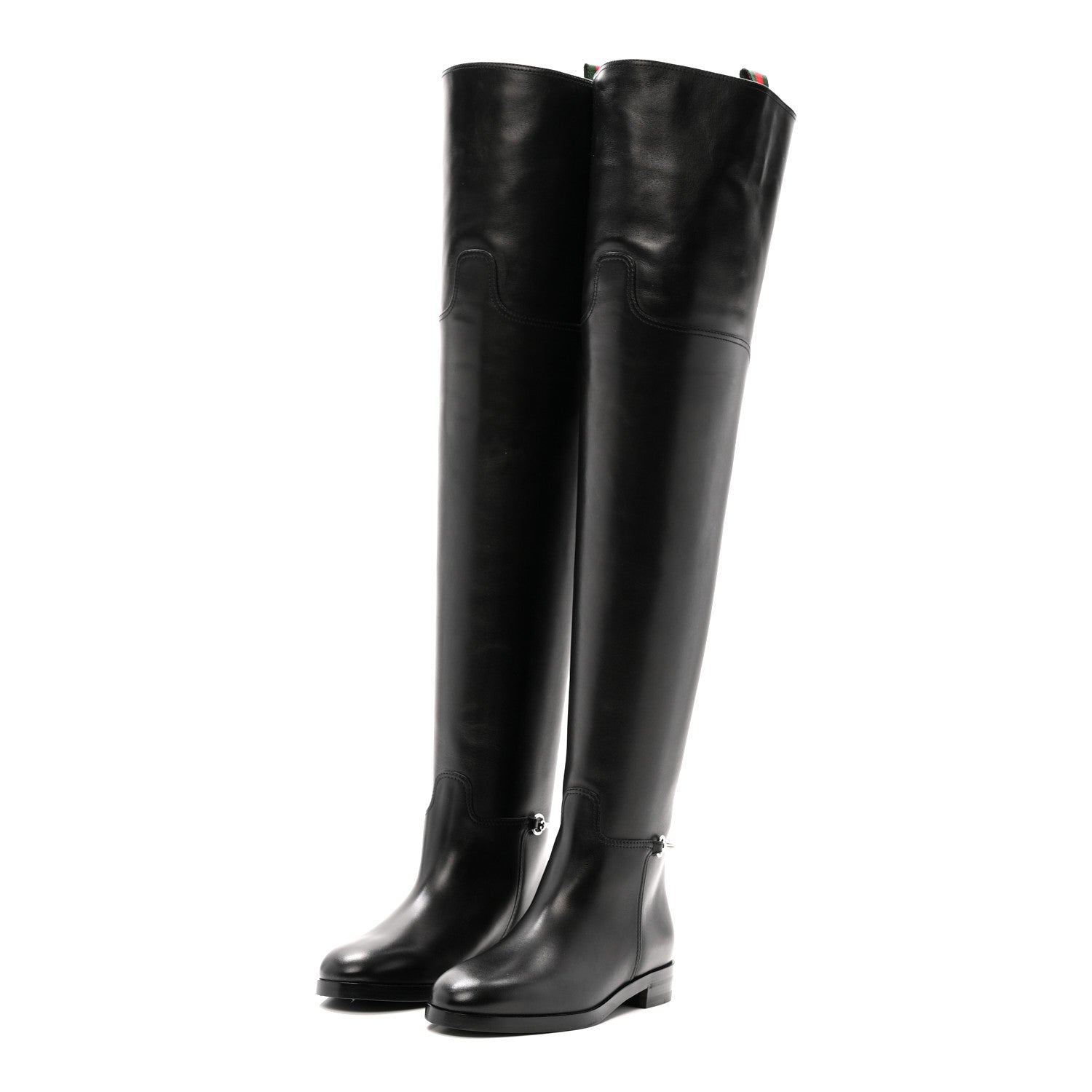 Gucci Calfskin Slim Horsebit Over The Knee High Boots 37 Black 3 of 10