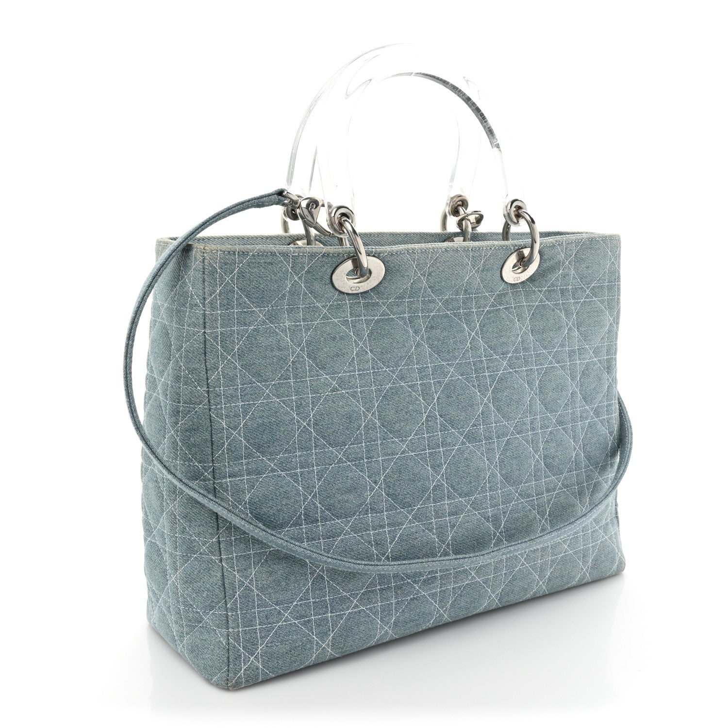 Christian Dior Denim Cannage Large Lady Dior Light Blue 3 of 19
