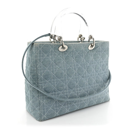 Christian Dior Denim Cannage Large Lady Dior Light Blue 3 of 19