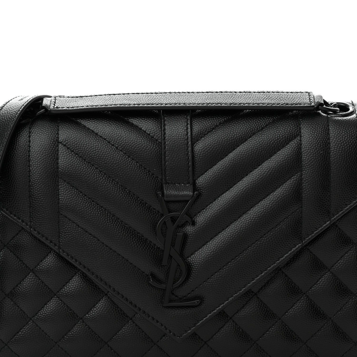 Saint Laurent Grain De Poudre Textured Mixed Matelasse Triquilt Medium Monogram Monochrome Satchel Black 7 of 12