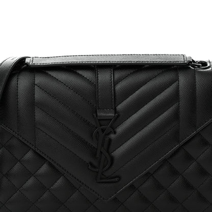 Saint Laurent Grain De Poudre Textured Mixed Matelasse Triquilt Medium Monogram Monochrome Satchel Black 7 of 12