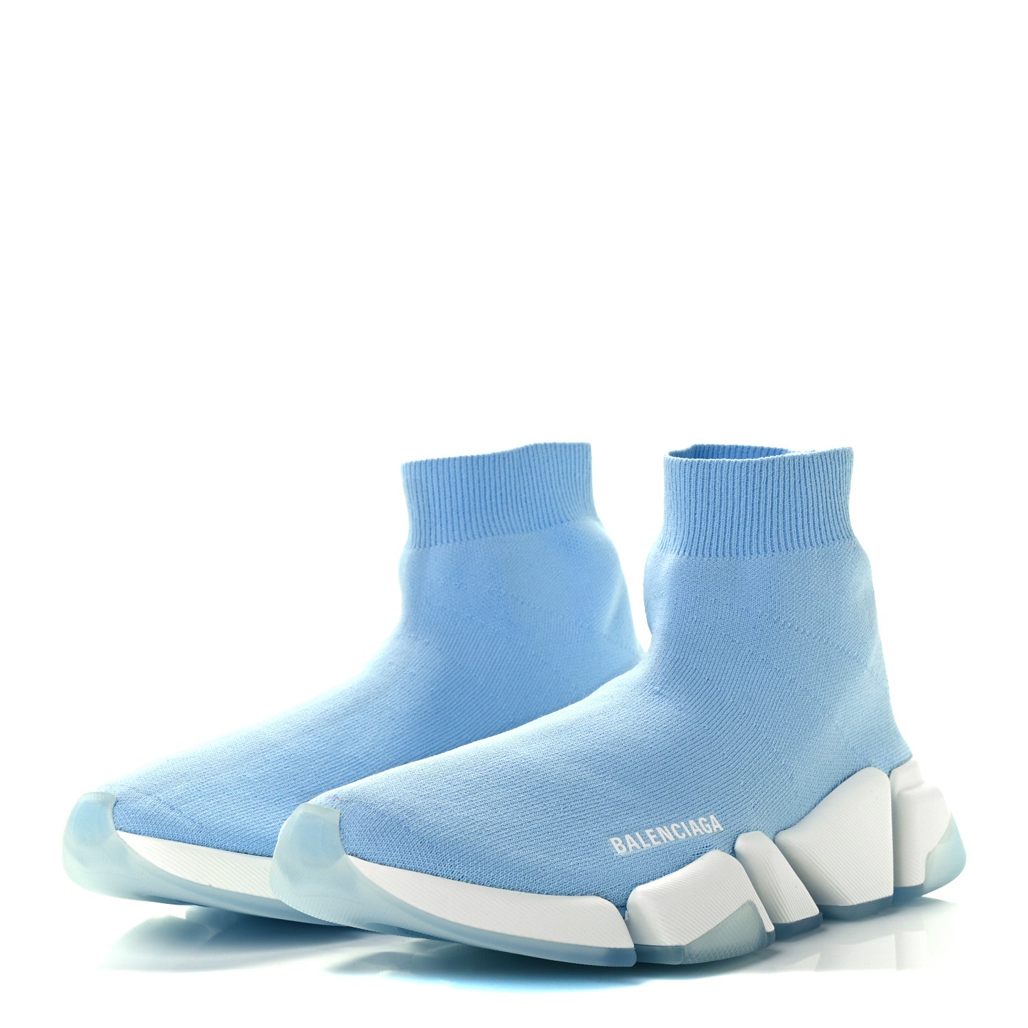 Balenciaga Technical 3D Recycled Knit Bi-Color Womens Speed 2.0 Transparent Sole Sneakers 42 Blue White Transparent Blue 3 of 10