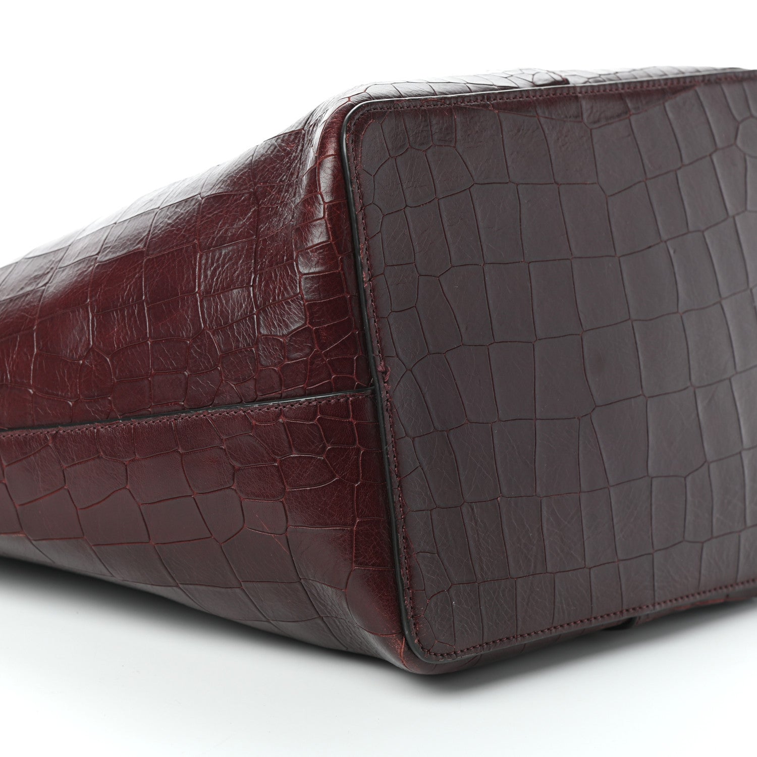 Mulberry Deep Calfskin Crocodile Embossed Kite Bucket Bag Oxblood 7 of 8