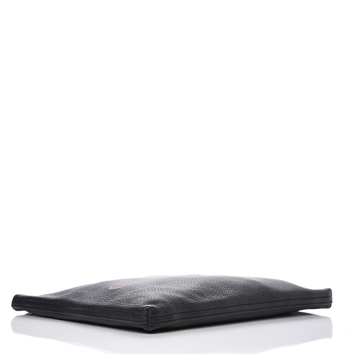 Pebbled Calfskin Medium Logo Portfolio Clutch Black