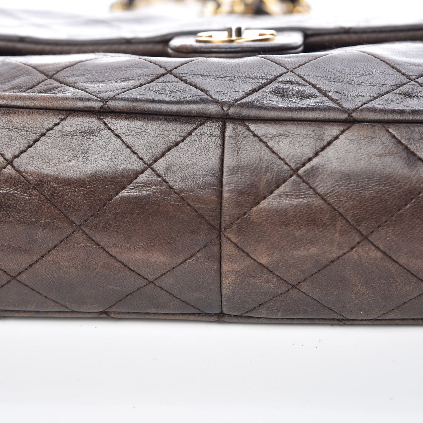 Lambskin Quilted Mini Square Flap Brown