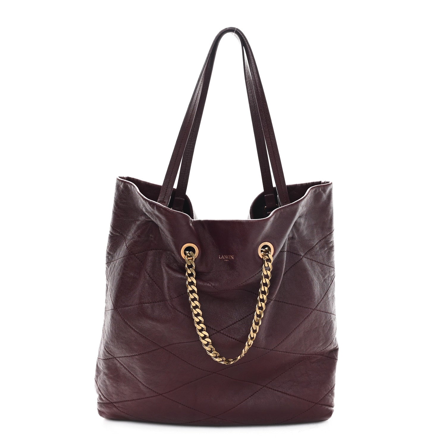 Lanvin Lambskin Quilted Carry Me Tote Burgundy 1 of 9