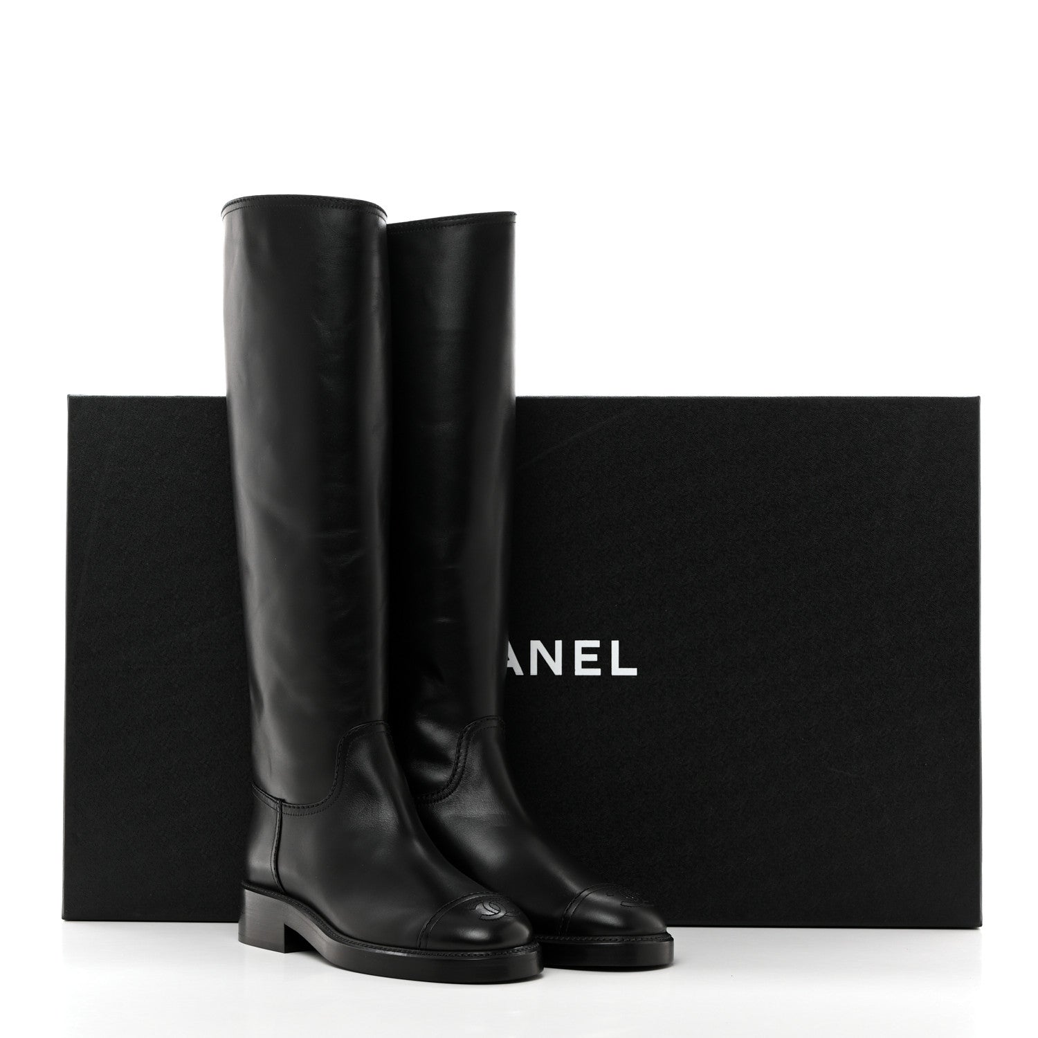 Chanel Calfskin Cap Toe High Boots 36 Black 9 of 9