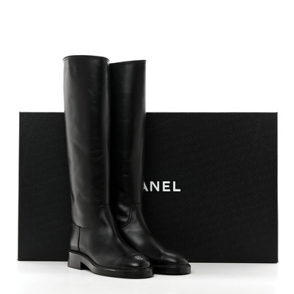 Chanel Calfskin Cap Toe High Boots 36 Black 9 of 9