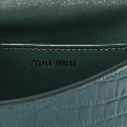 Miu Miu Crocodile Print Calfskin Top Handle Bag Emerald 5 of 9