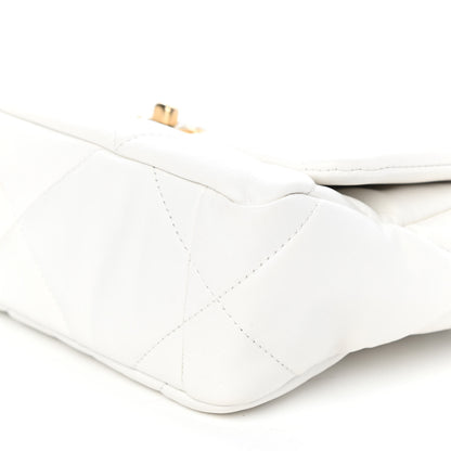 Chanel Shiny Goatskin Quilted Medium Chanel 19 Flap White 9 of 11