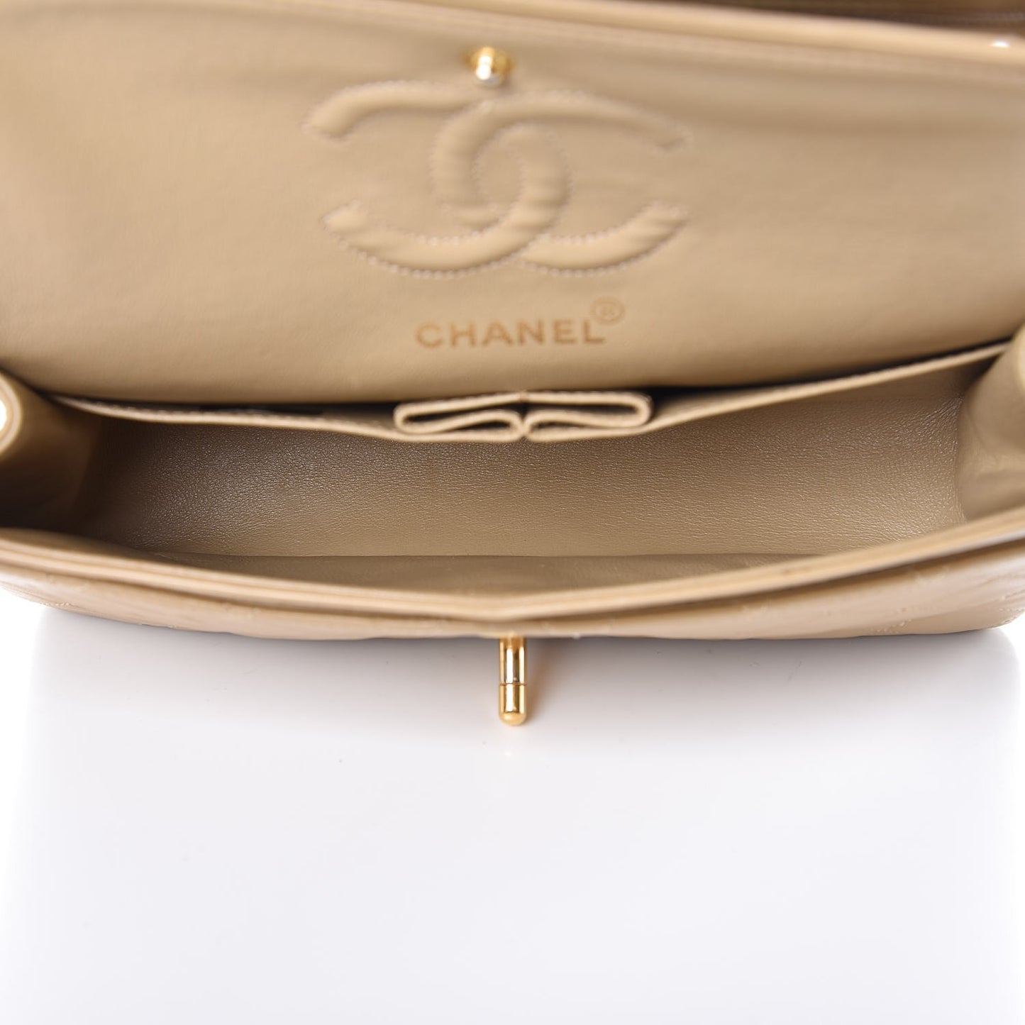 Lambskin Quilted Small Double Flap Beige