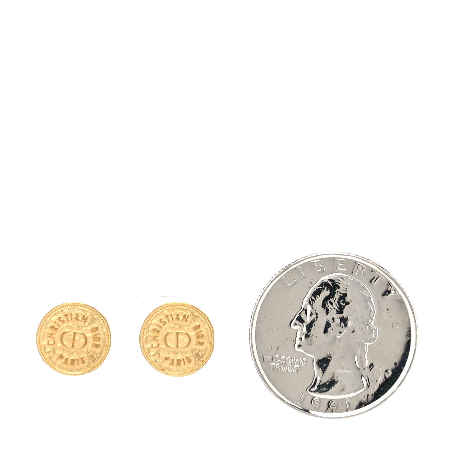 Metal CD Stud Earrings Gold