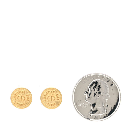 Christian Dior Metal CD Stud Earrings Gold 2 of 4