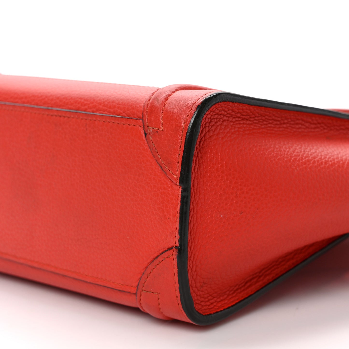 Drummed Calfskin Nano Luggage Vermillion