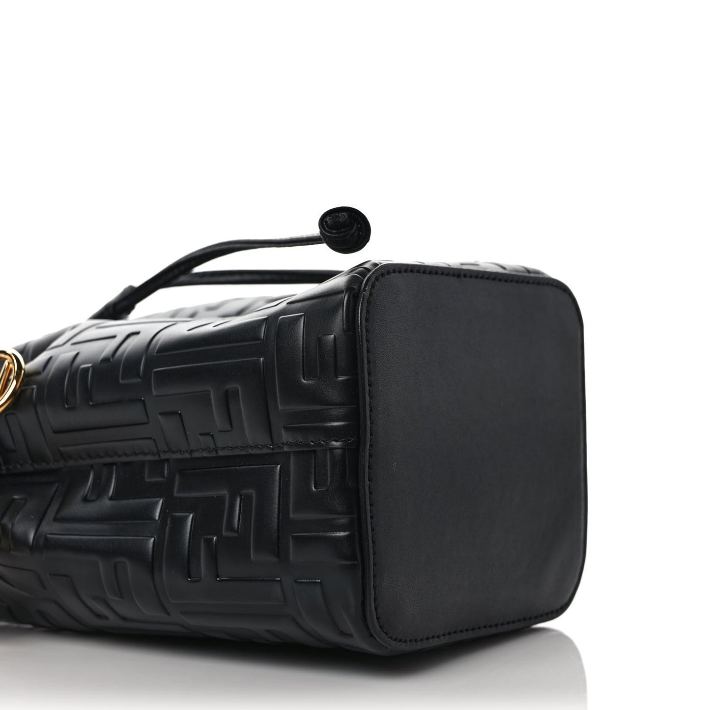 Vitello Liberty F is Fendi FF 1974 Embossed Mini Mon Tresor Bucket Bag Black